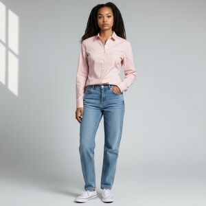 Talbots Peach Button Down Top, Plus Size 18